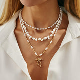 Beaded Clavicle Chain Wind Bow Pendant Necklace