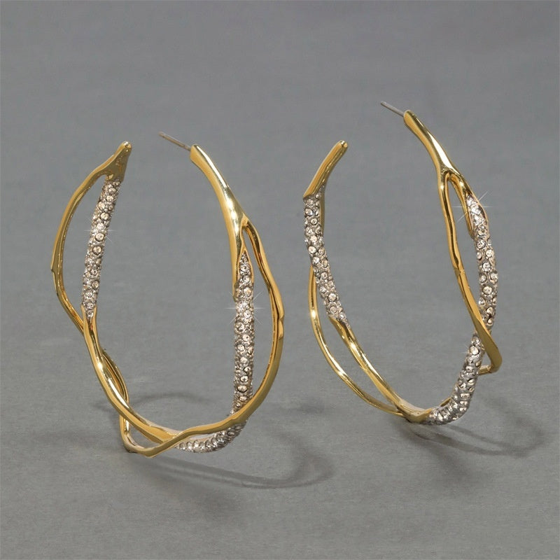 Gold Plated Two-tone 925 Silver Pin Earrings