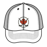 Maple Stick Hockey Hat Canadian Maple Leaf Cap with Crossed Hockey Sticks - Premium Snapback Trucker Hat - Canada Pride Baseball Cap