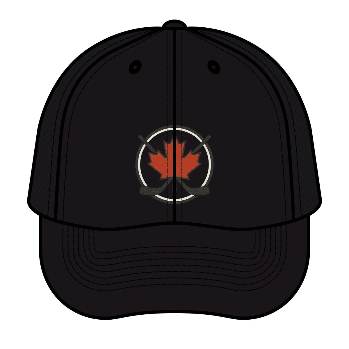 Maple Stick Hockey Hat Canadian Maple Leaf Cap with Crossed Hockey Sticks - Premium Snapback Trucker Hat - Canada Pride Baseball Cap