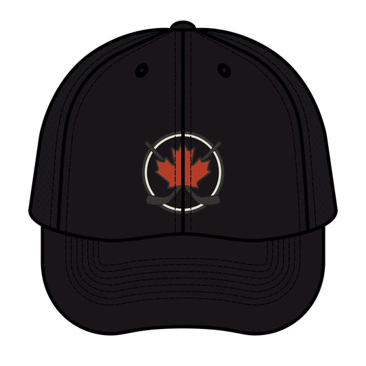 Maple Stick Hockey Hat Canadian Maple Leaf Cap with Crossed Hockey Sticks - Premium Snapback Trucker Hat - Canada Pride Baseball Cap