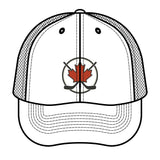 Maple Stick Hockey Hat Canadian Maple Leaf Cap with Crossed Hockey Sticks - Premium Snapback Trucker Hat - Canada Pride Baseball Cap