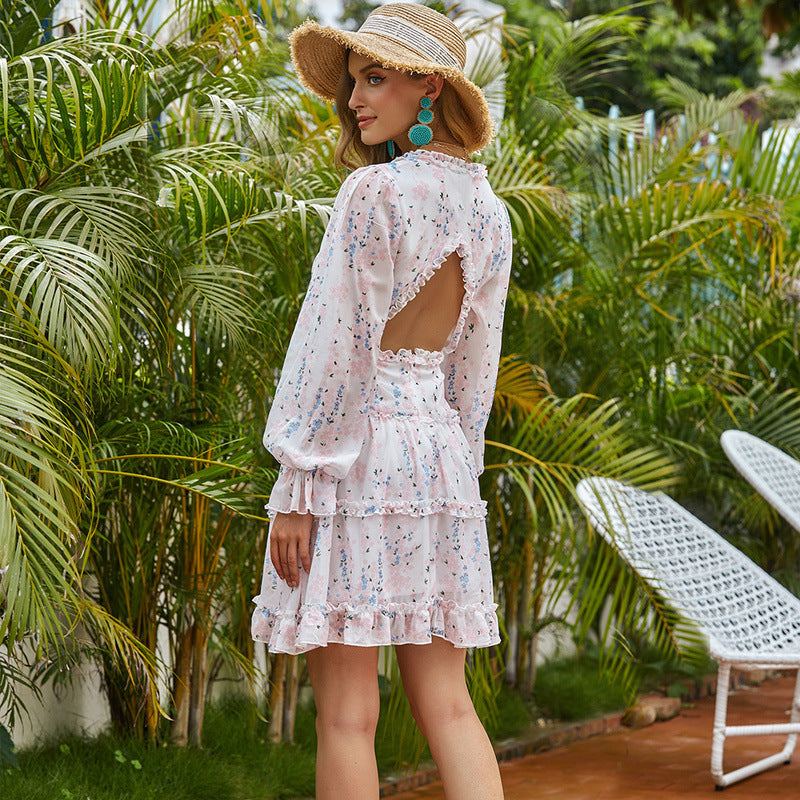 Halter Chiffon Floral Dress