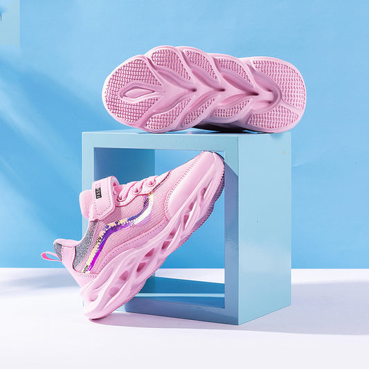 Three-layer mesh girls sneakers