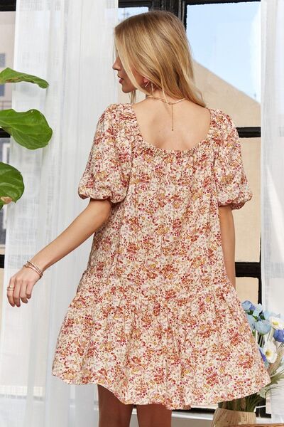 Neck Puff Sleeve Dress Women’s Clothing
