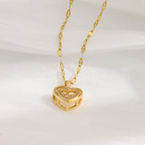 Double-layer Love Necklace With Rhinestones Titanium Steel