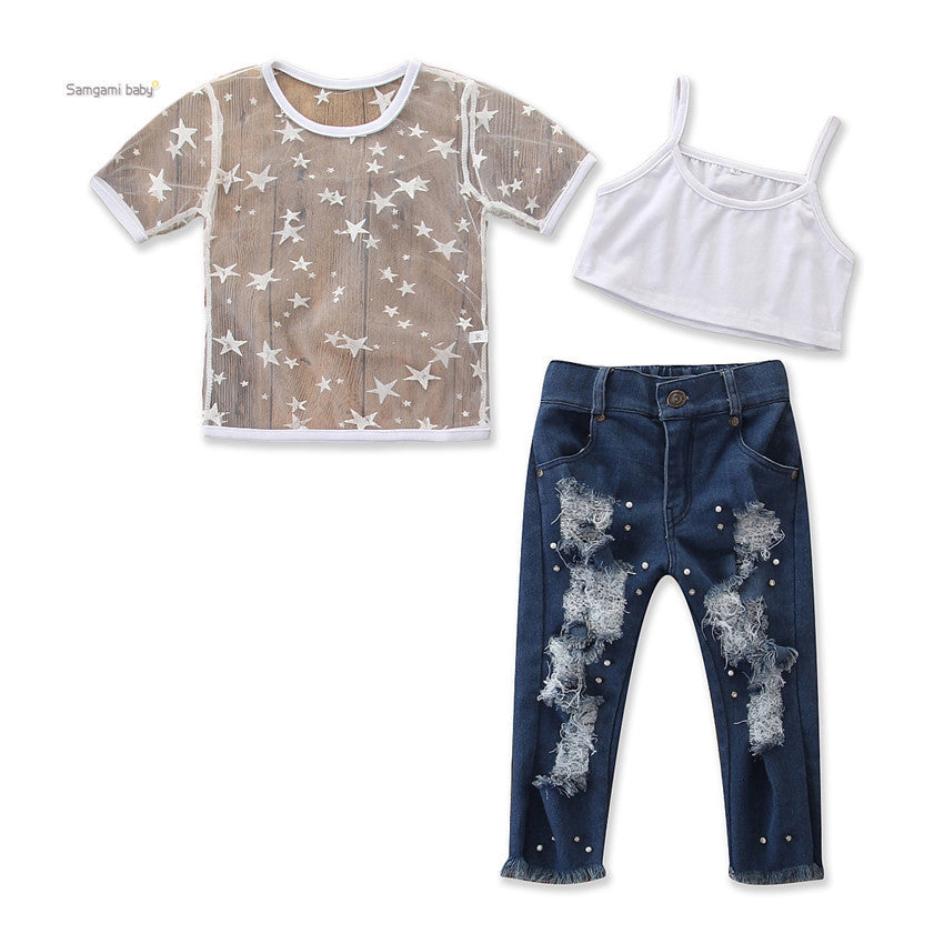 Girls Short Sleeve Star Clothing Set