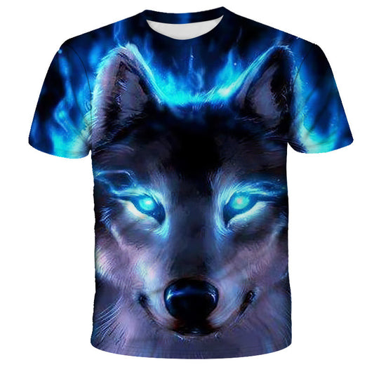 3D Digital Printing Wolf Round Neck Short Sleeve T-Shirt