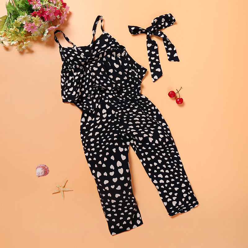 Girls' Clothing Trendy Cool Girls Love Suspender Jumpsuit Suit One Drop