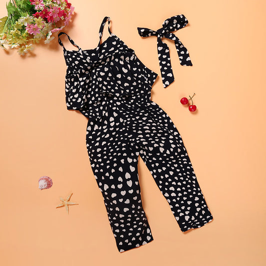 Girls' Clothing Trendy Cool Girls Love Suspender Jumpsuit Suit One Drop