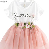 Girls Clothing Sets 2 pcs T-shirt Hole Pants Set