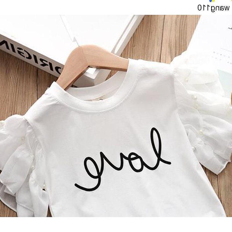 Girls Clothing Sets 2 pcs T-shirt Hole Pants Set