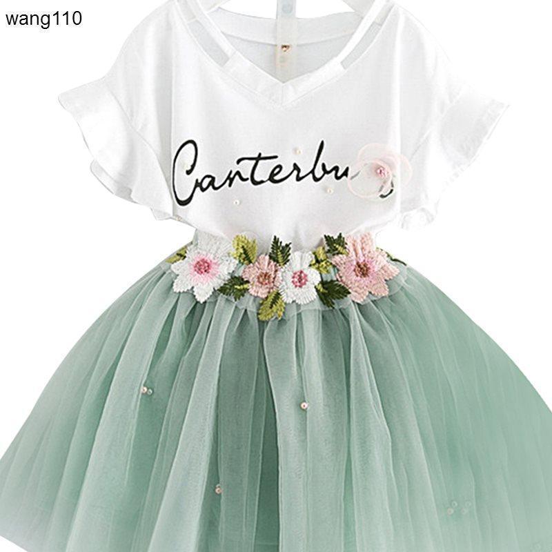 Girls Clothing Sets 2 pcs T-shirt Hole Pants Set