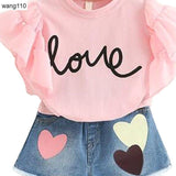 Girls Clothing Sets 2 pcs T-shirt Hole Pants Set