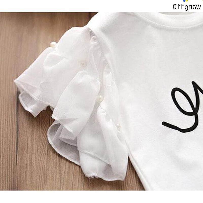Girls Clothing Sets 2 pcs T-shirt Hole Pants Set