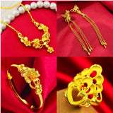 Sand Gold Jewelry Dragon and Phoenix Four-piece Set Valentine Gift