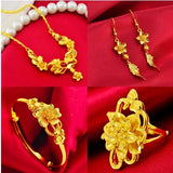 Sand Gold Jewelry Dragon and Phoenix Four-piece Set Valentine Gift