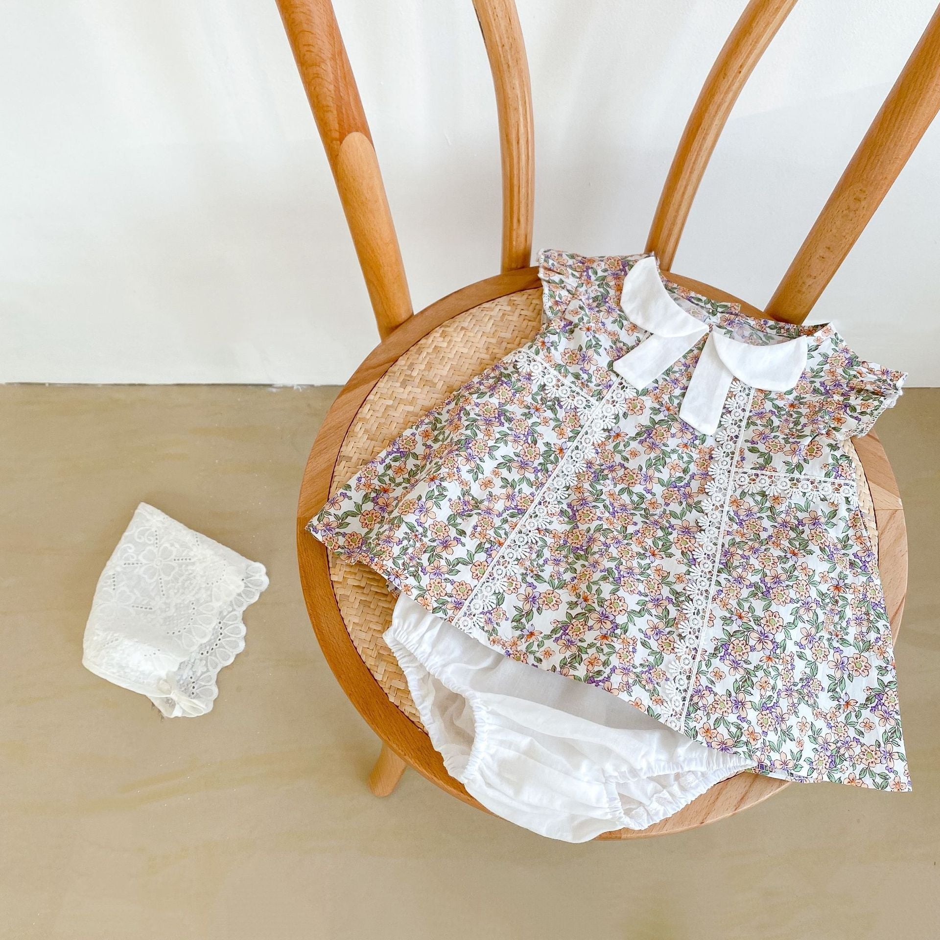 Toddler Girls Floral Tops White Bloomer set