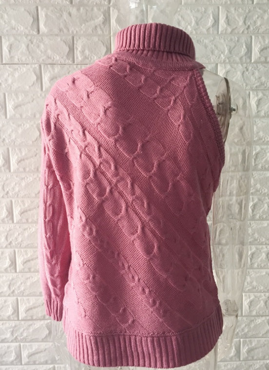 Strapless high collar twist sweater