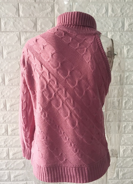 Strapless high collar twist sweater