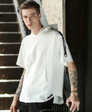 HZIJUE summer small hoodies fashion men hip hop hooded Oversized High quality long hem male T shirts street wear with a hat tops