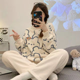Foreign Flannel Pajamas Suit Women