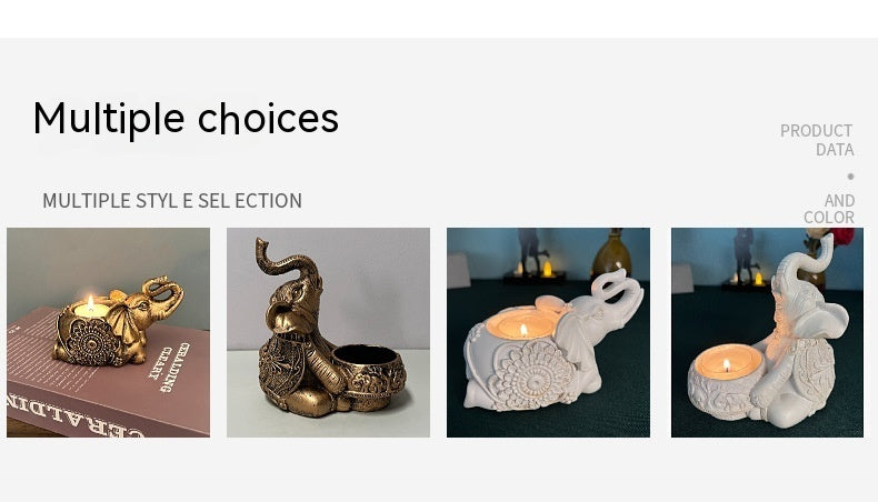 Animal Elephant Resin Candlestick Dining Table Study Decorations Decoration Wax
