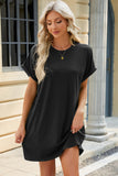 Round Neck Rolled Short Sleeve Tee Dress