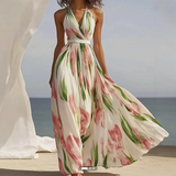 White French Gentle Seaside Holiday Oblique Shoulder Strap Dress