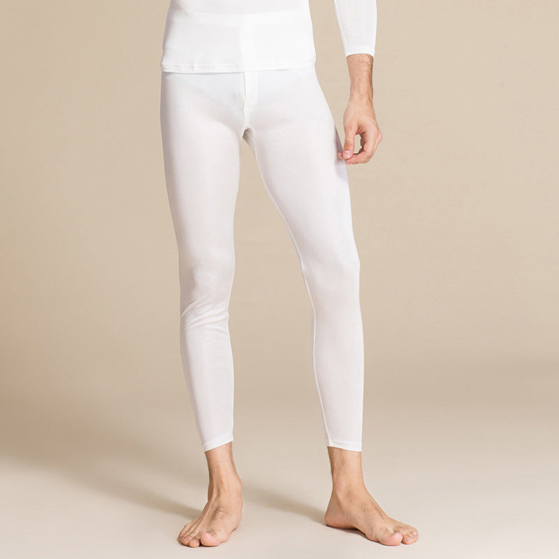 Men's Silk Knitted Warm Trousers Mulberry Silk Comfortable Thin Leggings Compression Pants Slim Fit Long Johns