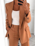 Ins Button Casual Suit Fashion Long-sleeved Lapel Blazer Women