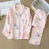 Skin-friendly Washed Pure Cotton Yarn Kimono Pajamas Women