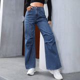 Women's Straight Loose High Waist Denim Trousers