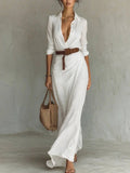 Elegant Button Lapel Long-sleeved Shirt Dresses