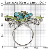 1W094 - Rhodium Brass Ring with Synthetic Synthetic Glass in Multi