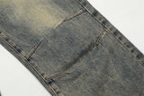 Washed Yellow Worn Jeans Men