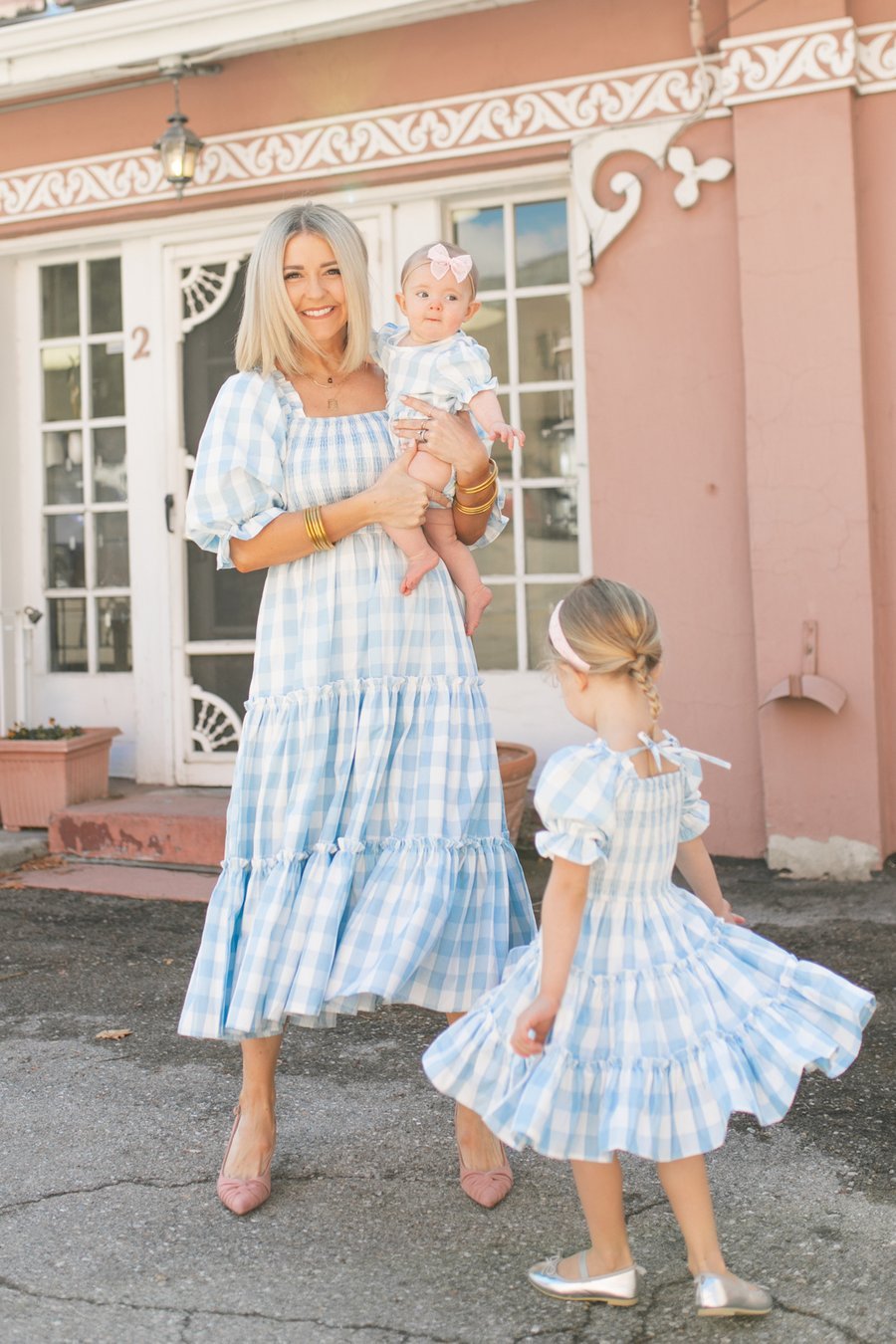 Fashion Floral Square Collar Lantern Sleeve Mother-daughter