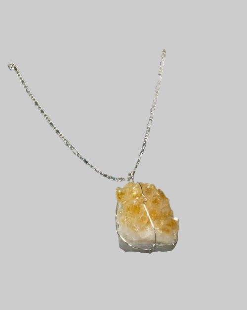Druse Crystal Pendant on Silver Chain