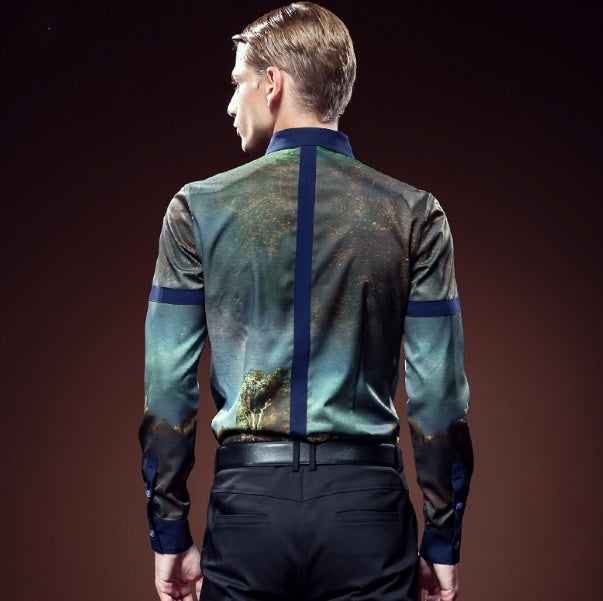 Printed Long Sleeve Floral Shirt for Men