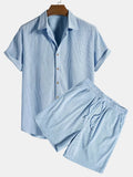 Corduroy Short Sleeve Suit Two Piece