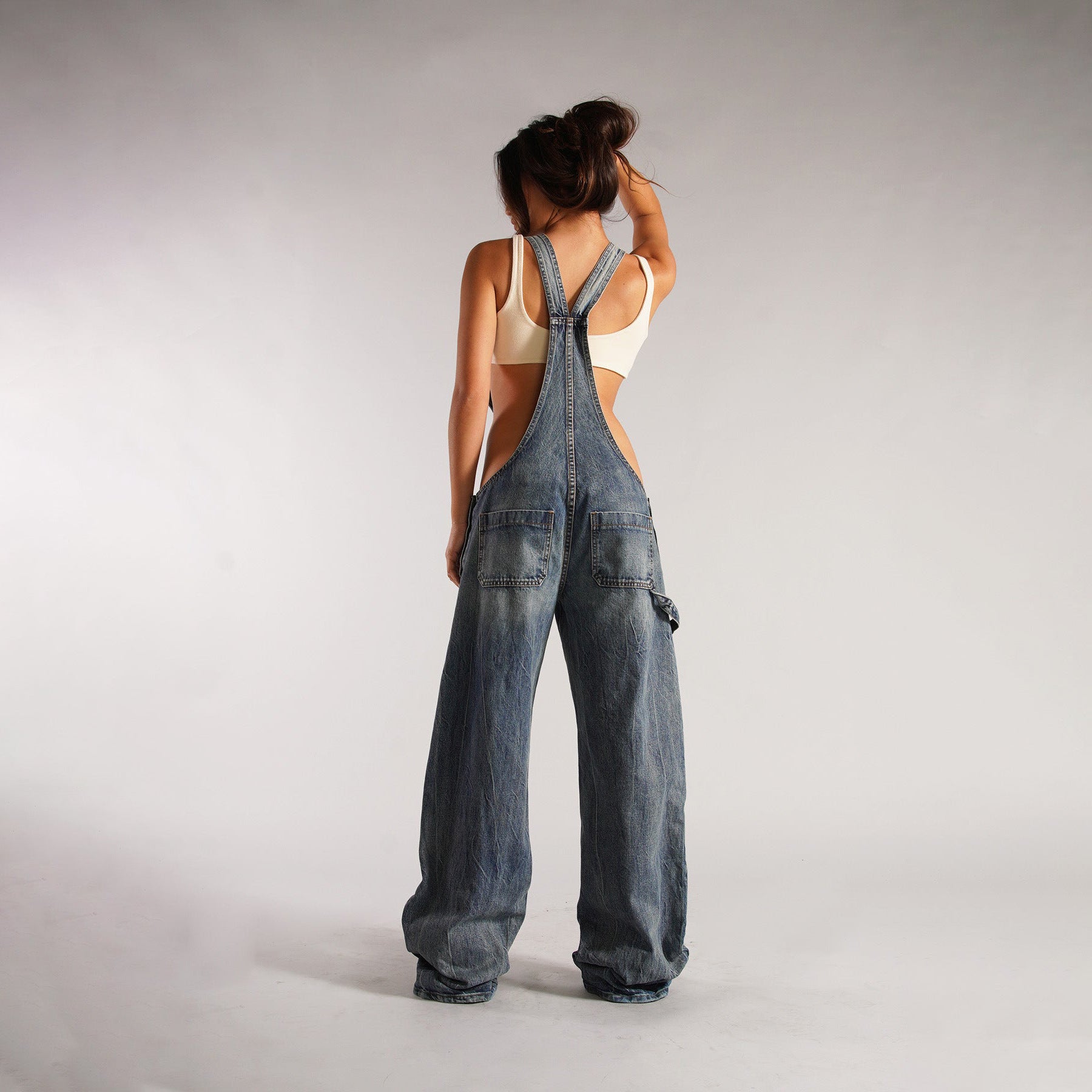 Y2K Zipper Denim Overalls With Pockets Fashion