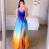 Women's Fashion Chiffon Dress Blue