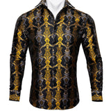 Floral Long Sleeve Silk Shirts Men