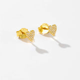 Silver Heart-shaped Zircon Stud Earrings