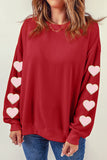 Heart Round Neck Dropped Shoulder Sweatshirt