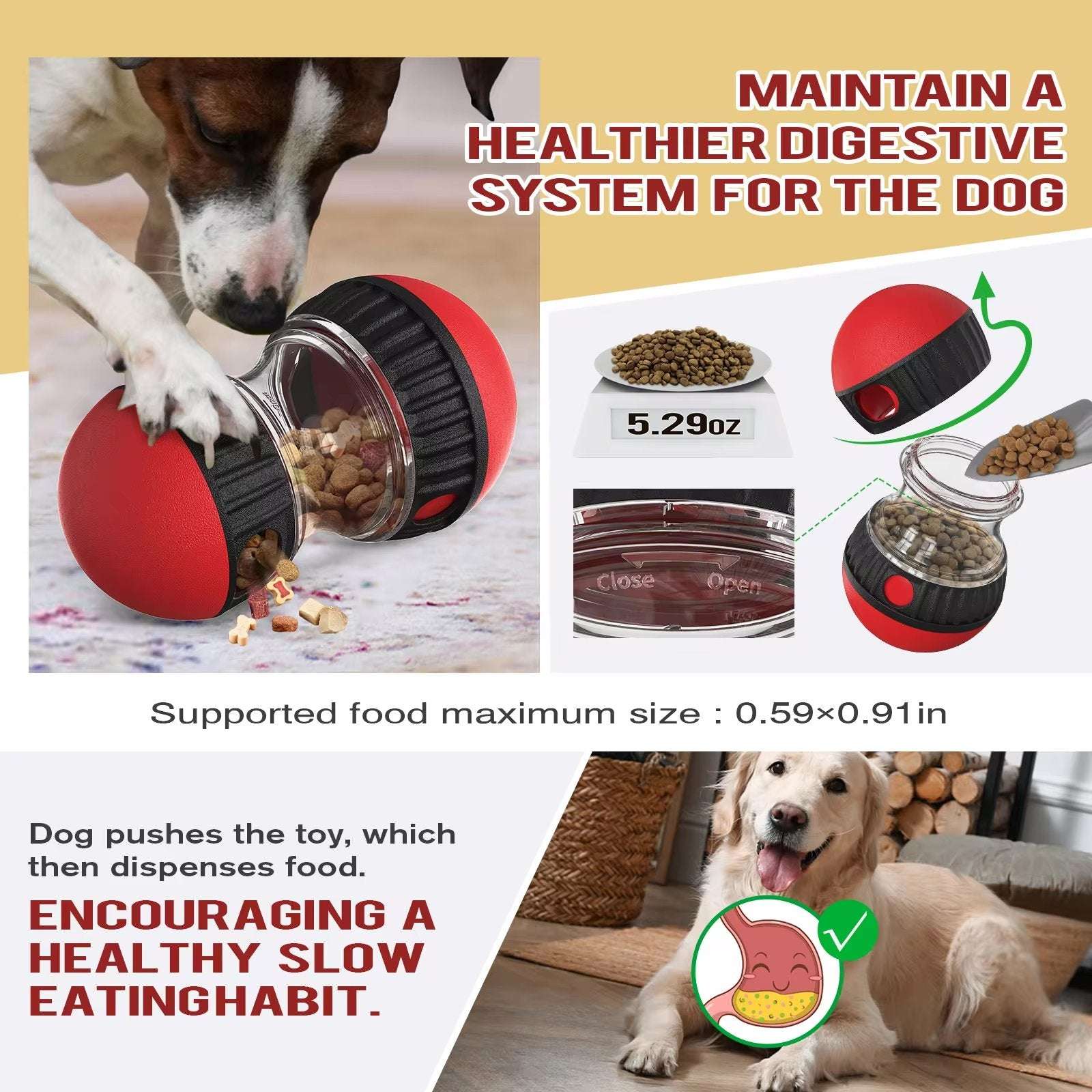 Interactive Slow Feeder Oval Toy – Dog Food Dispenser