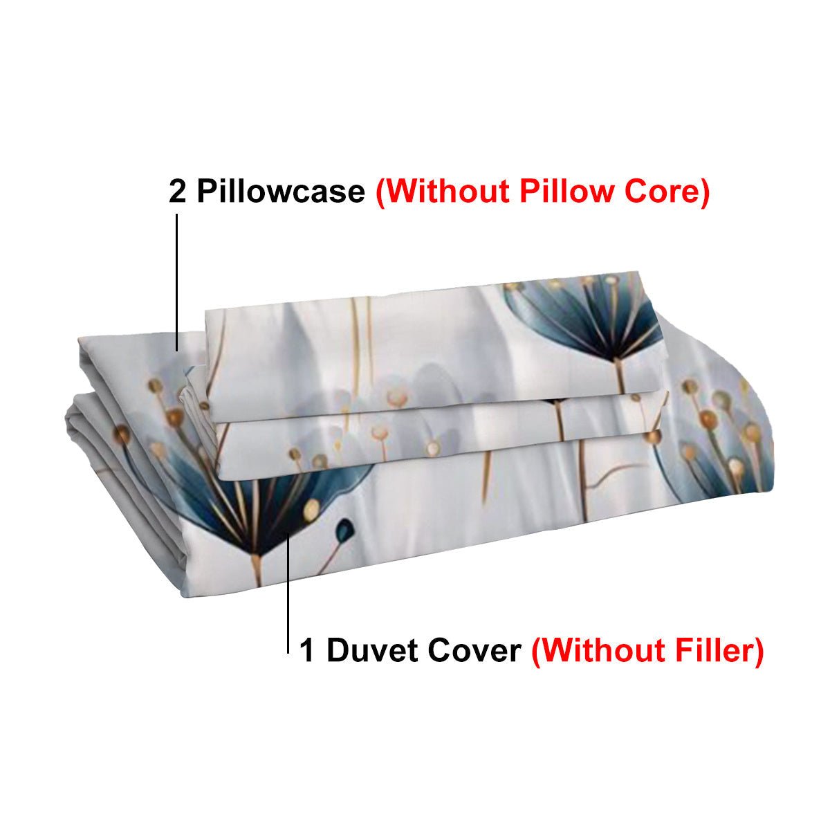 3 - piece Set Of Simple And Fresh Blue And White Floral Duvet Cover - MyStylz