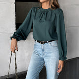 Simple Style Long Sleeve Solid Color Stringy Selvedge Shirt