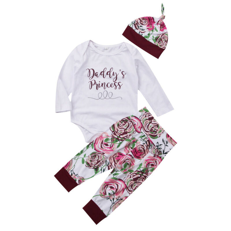 Girls  Clothing Set with Cotton Long-sleeved Color Hair Band