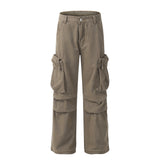 Punk Wash Denim Cargo Pants Trousers Men